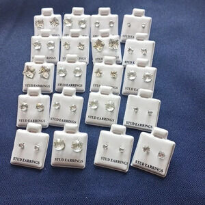 NEW diamond and silver stud earrings